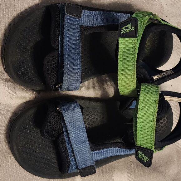 Boys 10T Velcro Sandals Blue Green. Cute functional.  Like New‎ - Picture 2 of 6